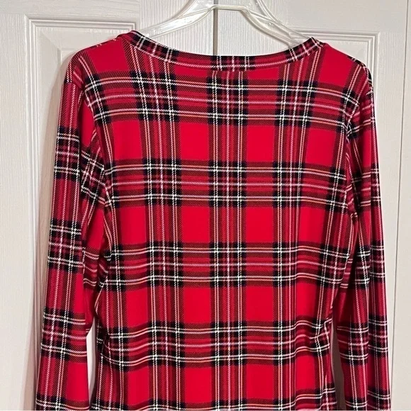 LA Gypsy Red Plaid V Neck Long Sleeve Bodysuit Plus Size 1X - Picture 9 of 16